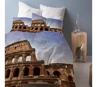 Set Copripiumino Matrimoniale 240x220 Colosseo 3D Stampato Copri Piumino Edifici Cittadini Morbido Comodo Microfibra Copripiumino con Cerniera con Federa 50x80 c2044