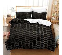 Set Copripiumino Matrimoniale 240x220 Nido D'ape Microfibra Morbida Biancheria da Letto Stampa 3D Geometria Fantastica Copripiumino con Cerniera con 2 Federe 50x80 cm e.1064