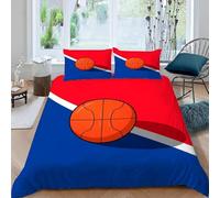 Set Copripiumino Matrimoniale 240x220 Pallacanestro Morbido Microfibra Biancheria da Letto Tema Sportivo Rosso e Blu Stampa 3D Copripiumini 3 Pezzi Include 1 Copripiumini + 2 Federe 50x80 F.2585