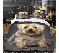 Set Copripiumino Matrimoniale 240x220 Silky Terrier Morbido Microfibra Biancheria da Letto Animali Carini Stampa 3D Copripiumini 3 Pezzi Include 1 Copripiumini + 2 Federe 50x80 C-1664