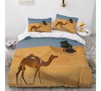 Set Copripiumino Matrimoniale 250x200 Cammello Nel Deserto Microfibra Morbida Biancheria da Letto Stampa 3D Paesaggio Naturale Copripiumino con Cerniera con 2 Federe 50x80 cm f.2663