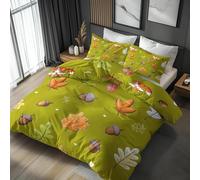 Set Copripiumino Matrimoniale 250x200 cm Foglia D'acero Pigna Copripiumino in Microfibra, Biancheria da Letto Volpe Kawaii 3 Pezzi, 3D Copripiumini con Cerniera e 2 Federe 50x80 cm C-7608