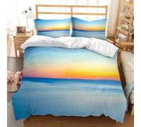 Set Copripiumino Matrimoniale 250x200 cm Paesaggio Naturale Copripiumino in Microfibra, Biancheria da Letto Tramonto 3 Pezzi, 3D Copripiumini con Cerniera e 2 Federe 50x80 cm C-97