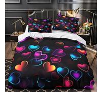 Set Copripiumino Matrimoniale 250x200 Cuore 3D Stampato Copri Piumino Lucido Morbido Comodo Microfibra Copripiumino con Cerniera con Federa 50x80 c1527