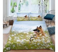 Set Copripiumino Matrimoniale 250x200 Pastore Tedesco Microfibra Morbida Biancheria da Letto Stampa 3D Animali Domestici Carini Copripiumino con Cerniera con 2 Federe 50x80 cm g.5327