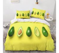 Set Copripiumino Matrimoniale 260 x 240 Avocado Morbido Microfibra Biancheria da Letto Frutti Tropicali Stampa 3D Copripiumini 3 Pezzi Include 1 Copripiumini + 2 Federe 50x80 B-2875