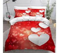 Set Copripiumino Matrimoniale 260x240 A Forma di Cuore, Biancheria da Letto A Forma di Cuore Copripiumino Stampato 3D Morbido Microfibra 3 Pezzi con 2 Federa 50x80 cm E324