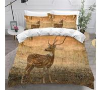 Set Copripiumino Matrimoniale 260x240 cm Cervo Sika Copripiumino in Microfibra, Biancheria da Letto Animali Selvatici 3 Pezzi, 3D Copripiumini con Cerniera e 2 Federe 50x80 cm C-6181