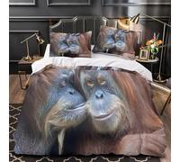 Set Copripiumino Matrimoniale 260x240 cm Orango Biancheria da Letto Primati in Morbido Microfibra 3 Pezzi 1 Copripiumino e 2 Federe 50x80 cm con Cerniera DE.2094