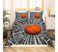 Set Copripiumino Matrimoniale 260x240 cm Pallacanestro Astratta 3D Stampato Copri Piumino Arte Morbido Comodo Microfibra Copripiumino con Cerniera con Federa 50x80 cm e-4091