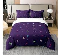 Set Copripiumino Matrimoniale 260x240 cm Simboli Matematici Biancheria da letto Geometria Viola in Morbido Microfibra 3D 3 Pezzi Copri Piumino e 2 Federe 50x80 cm con Cerniera A-1602