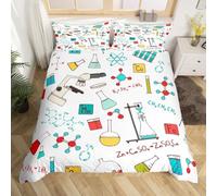 Set Copripiumino Matrimoniale 260x240 Elementi Chimici, Set di Biancheria da Letto Argomenti Scientifici in Morbida Microfibra Stampa 3D Copripiumino con Cerniera e 2 Federe 50x80 cm F-2933