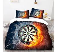 Set Copripiumino Matrimoniale 260x240 Fiamma, Set di Biancheria da Letto Tabellone Segnapunti in Morbida Microfibra Stampa 3D, Copripiumino con Cerniera 2 Federe 50x80 cm A-1680