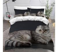 Set Copripiumino Matrimoniale 260x240 Gatto Microfibra Morbida Biancheria da Letto Stampa 3D Animali Carini Copripiumino con Cerniera con 2 Federe 50x80 cm d.825