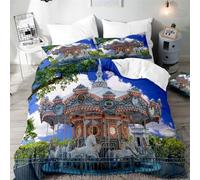 Set Copripiumino Matrimoniale 260x240 Giostra Microfibra Morbido Traspirante 3D Copripiumino Parco Giochi Biancheria da Letto con 2 Federe 50x80cm c-175