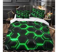 Set Copripiumino Matrimoniale 260x240 Nido D'ape Microfibra Morbida Biancheria da Letto Stampa 3D Geometria Fantastica Copripiumino con Cerniera con 2 Federe 50x80 cm e.590