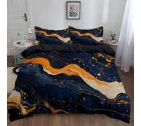 Set Copripiumino Matrimoniale 260x240 Onde di Marmo Microfibra Morbida Biancheria da Letto Stampa 3D Arte Astratta Copripiumino con Cerniera con 2 Federe 50x80 cm c.1915