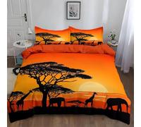 Set Copripiumino Matrimoniale Africa, Copripiumino Reversibile Esotico in Morbida Microfibra Stampato 3D, Biancheria da Letto 240x220 Esotico 3 Pezzi con Federe m3322