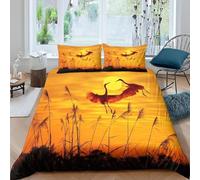 Set Copripiumino Matrimoniale Aringhe Biancheria da letto Paesaggio al Tramonto in Morbida Microfibra 3D Parure Copripiumino 260x240 cm con Cerniera e 2 Federe 50x80 cm H.648