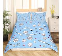 Set Copripiumino Matrimoniale Baseball Biancheria da letto Blu in Morbida Microfibra 3D Parure Copripiumino 260x240 cm con Cerniera e 2 Federe 50x80 cm H.534