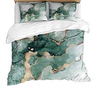 Set Copripiumino Matrimoniale Con Cerniera E 2 Federe, Set Di Biancheria Da Letto Natalizia In Microfibra Per Bambini/Adulti 260X240Cm, Motivo Trama Di Marmo Bianco-Verde 3D, Ultra Morbido