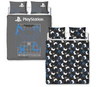 Set copripiumino matrimoniale con licenza ufficiale PlayStation | Design per giocatori | Grigio reversibile su entrambi i lati, copripiumino per bambini con tema gaming, include federe abbinate