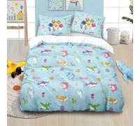 Set Copripiumino Matrimoniale Delfino Carino Biancheria da letto Bambini Blu in Morbida Microfibra 3D Parure Copripiumino 240x220 cm con Cerniera e 2 Federe 50x80 cm C.1055