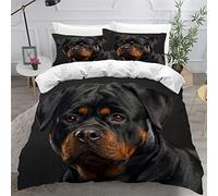 Set copripiumino matrimoniale e federe Rottweiler animale cane nero biancheria da letto per cani morbida microfibra matrimoniale set di biancheria da letto con chiusura a cerniera biancheria da letto