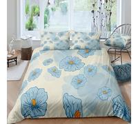 Set Copripiumino Matrimoniale Fiori Acquerello Biancheria da letto Blu in Morbida Microfibra 3D Parure Copripiumino 260x240 cm con Cerniera e 2 Federe 50x80 cm H.390