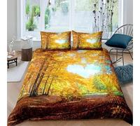 Set Copripiumino Matrimoniale Foglia di Acero Biancheria da Letto Foglia di Acero in Microfibra Morbida e Traspirante 3D Copripiumino 240x220 Autunno e 2 Federe 50x80 cm, 4782b