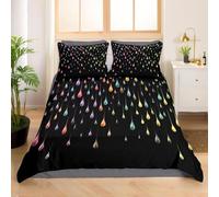 Set Copripiumino Matrimoniale Gocce di Pioggia Colorate Biancheria da letto Nero in Morbida Microfibra 3D Parure Copripiumino 260x240 cm con Cerniera e 2 Federe 50x80 cm K.2610