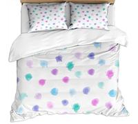Set Copripiumino Matrimoniale Invernale Per Ragazza 240X220Cm 3 Pezzi Set Set Motivo Macchie Chiare Di Acquerello Su Sfondo Bianco 3D Set Di Biancheria Da Letto In Microfibra Con Cerniera E 2 Feder