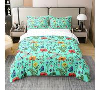 Set copripiumino matrimoniale libellula 100% puro cotone set di biancheria da letto farfalla coccinella rustico animale copripiumino 3 pezzi papavero dente di leone fiore trapunta lusso morbido