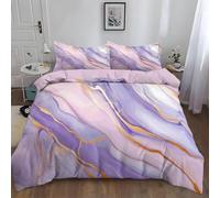 Set Copripiumino Matrimoniale Marmo, Copripiumino Reversibile Oro Viola in Morbida Microfibra Stampato 3D, Biancheria da Letto 250x200 Rosa 3 Pezzi con Federe m3215