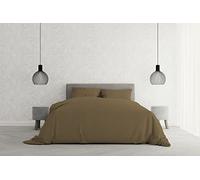 Set Copripiumino Matrimoniale Microfibra Elegant, Lavorato in Italia - Parure Copri Piumino - Sacco Piumone 250x200 cm con Patella e Federe Cuscino, Nocciola, Matrimoniale