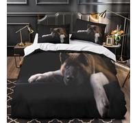 Set Copripiumino Matrimoniale Motivo a Cane Biancheria da letto Nero in Morbida Microfibra 3D Parure Copripiumino 240x220 cm con Cerniera e 2 Federe 50x80 cm E.605