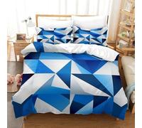 Set Copripiumino Matrimoniale Motivo Geometrico Biancheria da letto Diamanti Blu in Morbida Microfibra 3D Parure Copripiumino 240x220 cm con Cerniera e 2 Federe 50x80 cm C.1007