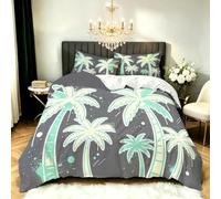 Set Copripiumino Matrimoniale Palme Biancheria da letto Piante Isolane Vintage in Morbida Microfibra 3D Parure Copripiumino 240x220 cm con Cerniera e 2 Federe 50x80 cm N.432