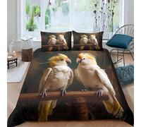 Set Copripiumino Matrimoniale Pappagallo Biancheria da letto Uccelli Carini in Morbida Microfibra 3D Parure Copripiumino 250x200 cm con Cerniera e 2 Federe 50x80 cm L.1866
