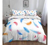 Set Copripiumino Matrimoniale Plume, Copripiumino Reversibile Modello di Colore in Morbida Microfibra Stampato 3D, Biancheria da Letto 250x200 Plume 3 Pezzi con Federe m6599