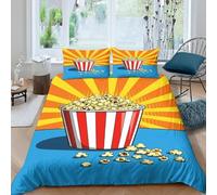 Set Copripiumino Matrimoniale Popcorn Biancheria da letto Tema Cibo in Morbida Microfibra 3D Parure Copripiumino 250x200 cm con Cerniera e 2 Federe 50x80 cm L.599