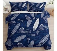Set Copripiumino Matrimoniale Romantici Motivi Surf Sulle Tavole Surf, Copripiumino 3 Pezzi in Microfibra, Comprendente 1 Biancheria da Letto220 x 240 cm + 2 Federe, per Camera da Letto bambini, Nero