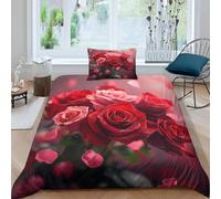 Set Copripiumino Matrimoniale Rose Romantiche Biancheria da letto Bellezza Retrò in Morbida Microfibra 3D Parure Copripiumino 260x240 cm con Cerniera e 2 Federe 50x80 cm L.6999