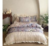 Set Copripiumino Matrimoniale,Set Copripiumino Blousey Con Volant In Cotone 100% Puro, Morbido E Certificato + 2 Federe Cuscino Letto +Coprimaterasso Con Gonna(Pink,Cal King(80"x88"/2 M))