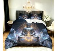 Set Copripiumino Matrimoniale Statua Di Buddha Loto Biancheria da letto