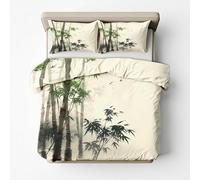 Set Copripiumino Matrimoniale Stile Asiatico tico Bambù, Copripiumino Reversibile Cinese in Morbida Microfibra Stampato 3D, Biancheria da Letto 250x200 Orientale 3 Pezzi con Federe b2939