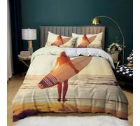 Set Copripiumino Matrimoniale Surf Biancheria da letto Belle Donne in Morbida Microfibra 3D Parure Copripiumino 260x240 cm con Cerniera e 2 Federe 50x80 cm C.2106