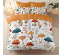 Set Copripiumino microfibra 220 x 240 cm, Copripiumini comodo e traspirante facile da pulire - Geometrico Retrò Elegante Floreale Copripiumino stampato Colore Arancione adatto ad adulti e bambini