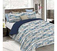 Set Copripiumino Microfibra Fashion, Lavorato in Italia - Parure Copri Piumino - Sacco Piumone 150x200 cm con Patella e federa Cuscino, Singolo, Modern Sky