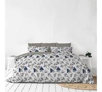 Set Copripiumino Microfibra Fashion, Lavorato in Italia - Parure Copri Piumino - Sacco Piumone 250x200 cm con Patella e Federe Cuscino, Matrimoniale, Urban Blu